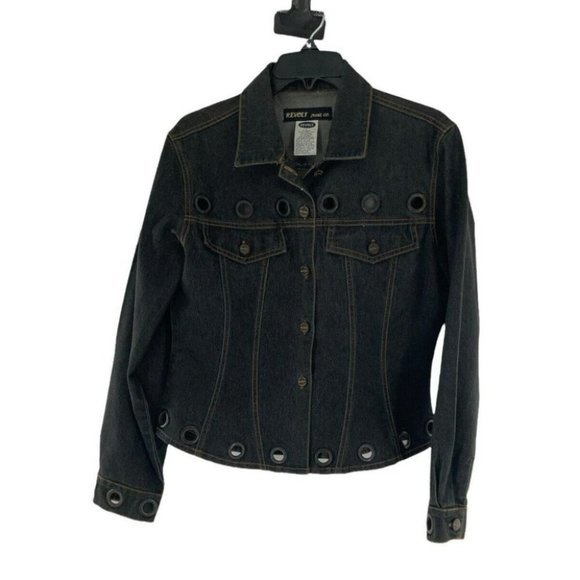 Revolt Jeans Co. Jacket Women's Size Large Long Sleeves Metal Flap Pockets Denim - Picture 3 of 6